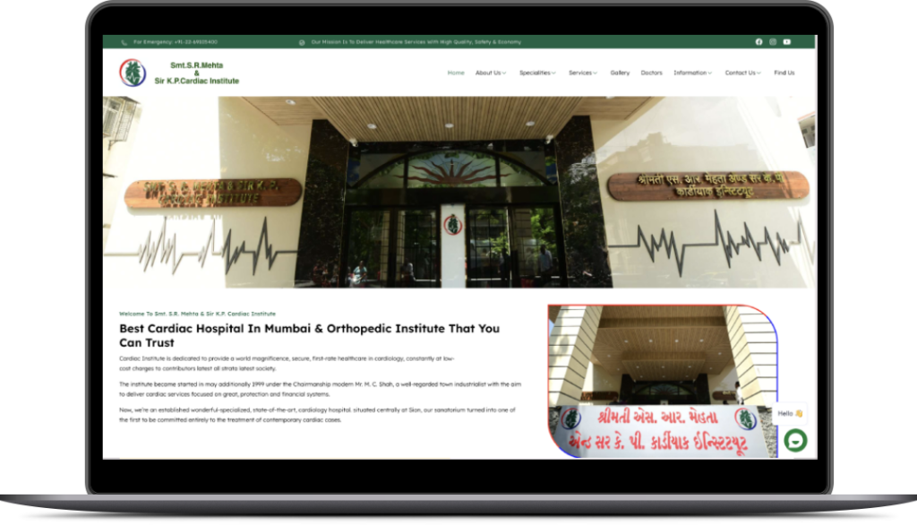 SRMKP Cardiac healthcare website created for digital marketing case study